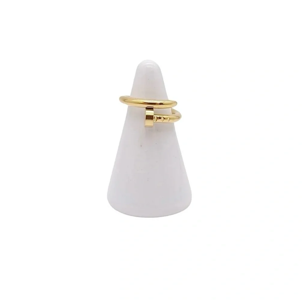 Generic Stainless Steel Screw Nail Ring in Gold